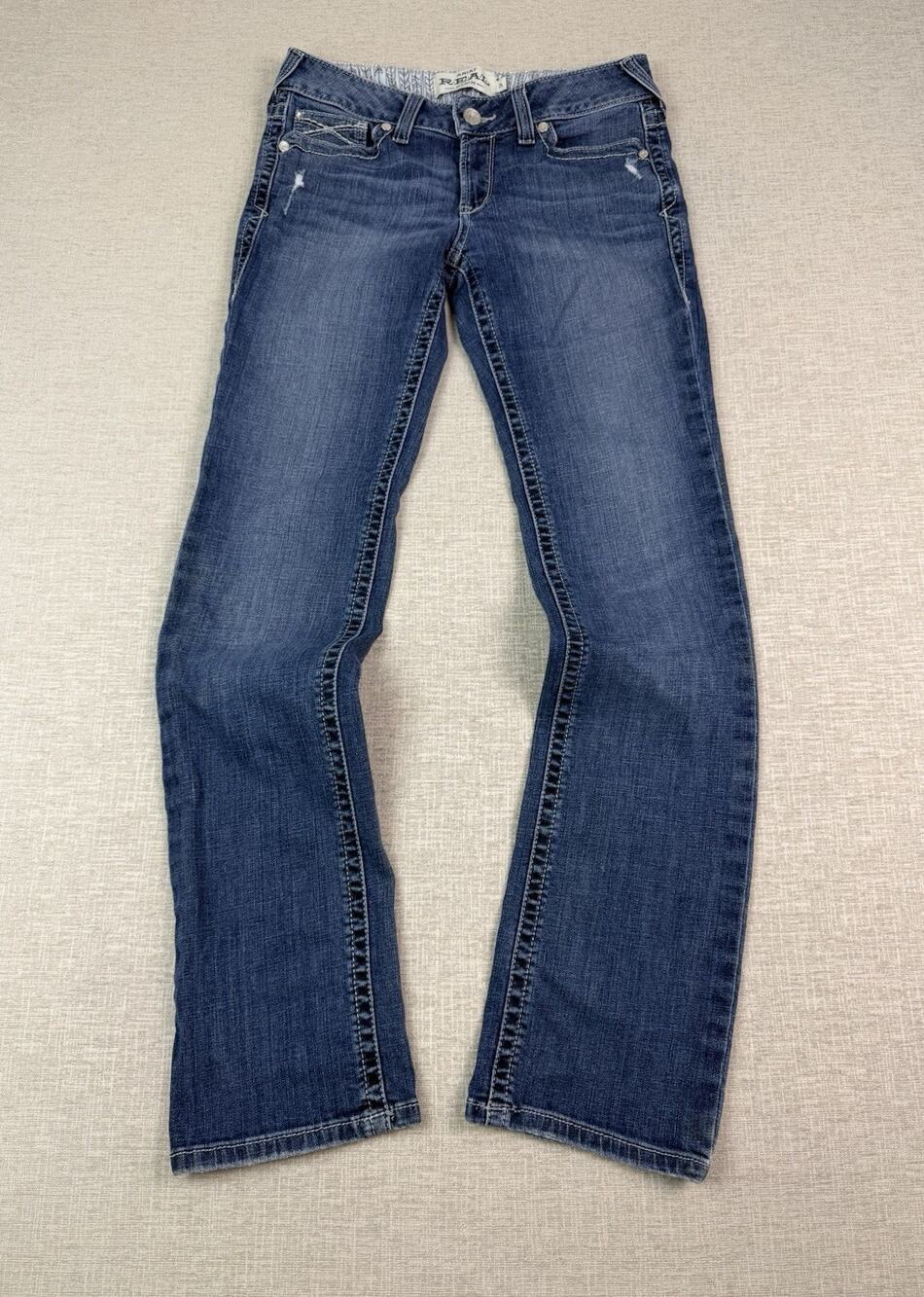 Ariat REAL Denim Striker Women’s Jeans 29L Bootcut Arrow Stitch Western Blue